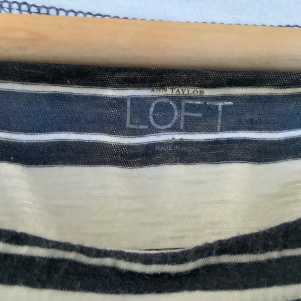 Ann Taylor Loft Boatneck Striped T-Shirt - Picture 2 of 5